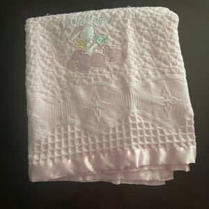 Bright Future Pink Baby Blanket Acrylic Satin Little Angel Bunny Cloud Vintage?